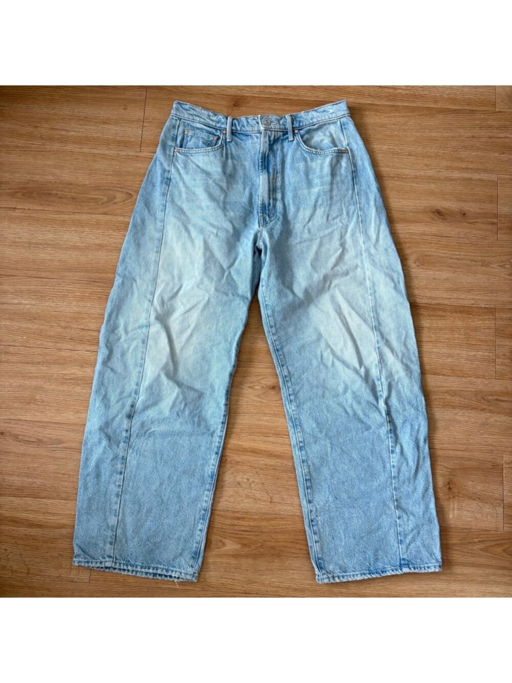 Mother Superior The Full Pipe Flood Denim Jeans Back Pedal Blue Women’s Size 29